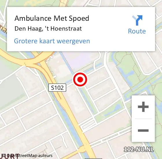 Locatie op kaart van de 112 melding: Ambulance Met Spoed Naar Den Haag, 't Hoenstraat op 9 juli 2014 12:01