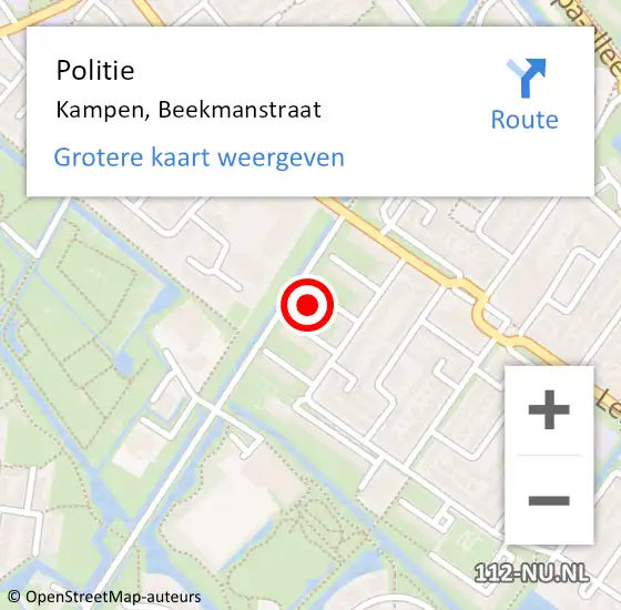 Locatie op kaart van de 112 melding: Politie Kampen, Beekmanstraat op 23 februari 2022 16:18