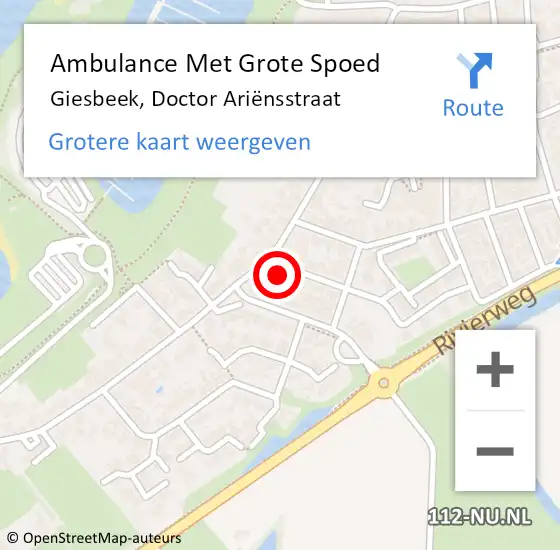 Locatie op kaart van de 112 melding: Ambulance Met Grote Spoed Naar Giesbeek, Doctor Ariënsstraat op 23 februari 2022 16:25