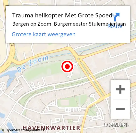 Locatie op kaart van de 112 melding: Trauma helikopter Met Grote Spoed Naar Bergen op Zoom, Burgemeester Stulemeijerlaan op 23 februari 2022 16:26