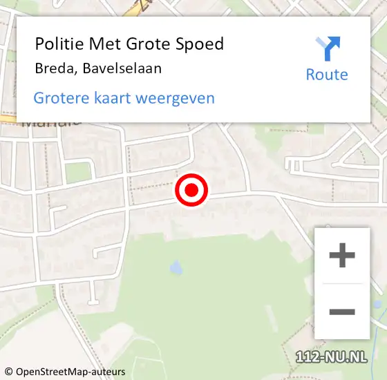 Locatie op kaart van de 112 melding: Politie Met Grote Spoed Naar Breda, Bavelselaan op 23 februari 2022 16:26