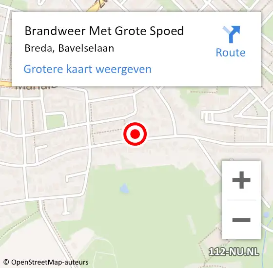 Locatie op kaart van de 112 melding: Brandweer Met Grote Spoed Naar Breda, Bavelselaan op 23 februari 2022 16:27