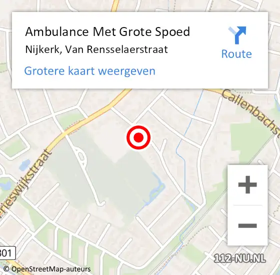 Locatie op kaart van de 112 melding: Ambulance Met Grote Spoed Naar Nijkerk, Van Rensselaerstraat op 23 februari 2022 16:40