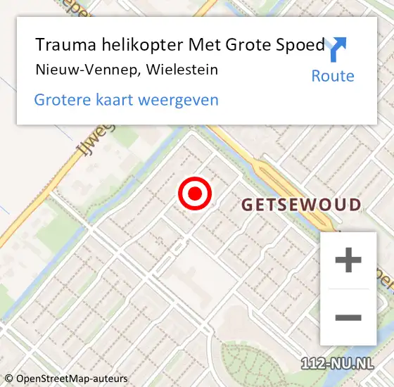 Locatie op kaart van de 112 melding: Trauma helikopter Met Grote Spoed Naar Nieuw-Vennep, Wielestein op 23 februari 2022 16:48