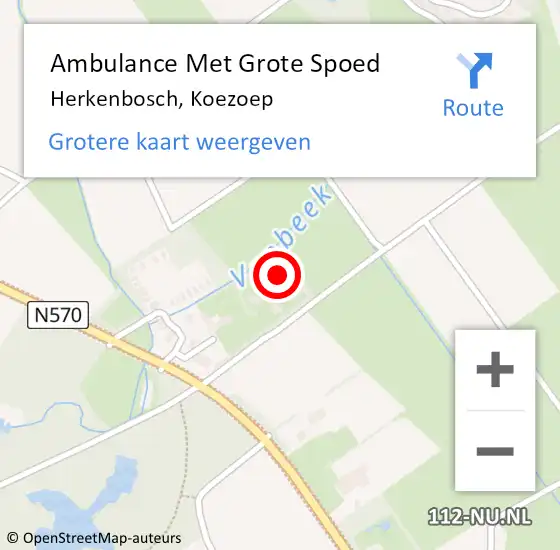 Locatie op kaart van de 112 melding: Ambulance Met Grote Spoed Naar Herkenbosch, Koezoep op 23 februari 2022 16:53