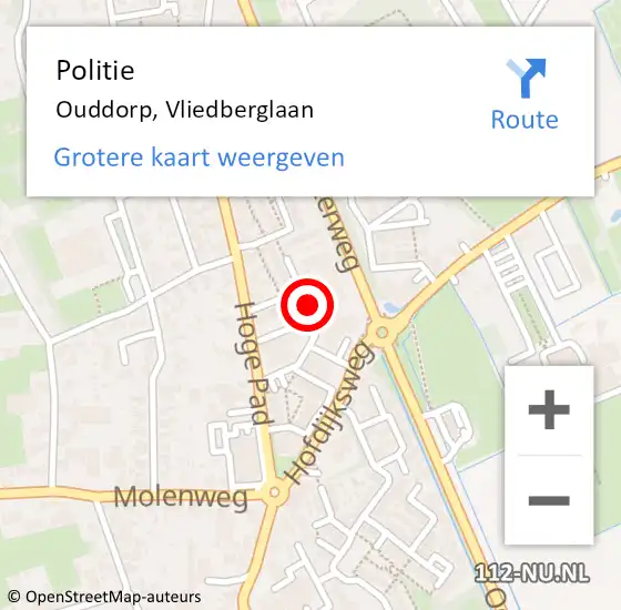 Locatie op kaart van de 112 melding: Politie Ouddorp, Vliedberglaan op 23 februari 2022 16:58