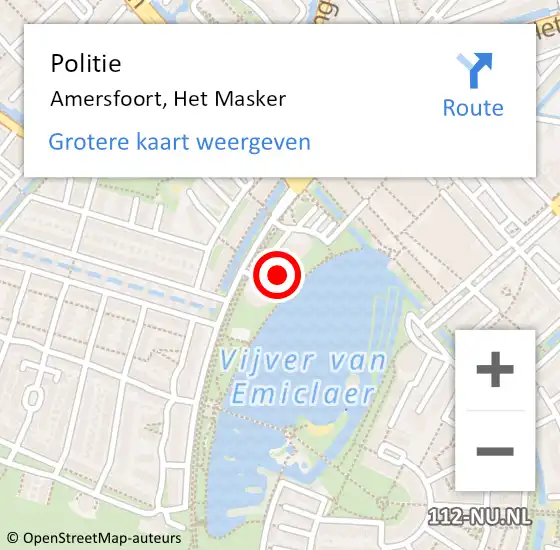 Locatie op kaart van de 112 melding: Politie Amersfoort, Het Masker op 23 februari 2022 17:13