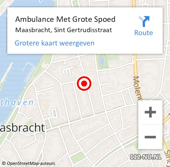 Locatie op kaart van de 112 melding: Ambulance Met Grote Spoed Naar Maasbracht, Sint Gertrudisstraat op 23 februari 2022 17:18