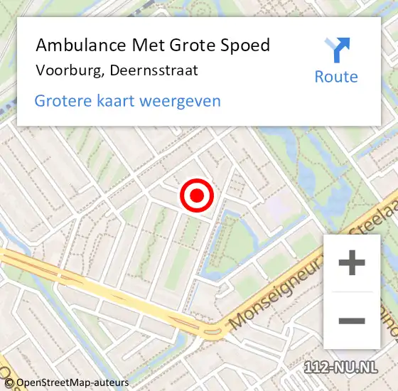 Locatie op kaart van de 112 melding: Ambulance Met Grote Spoed Naar Voorburg, Deernsstraat op 23 februari 2022 17:20