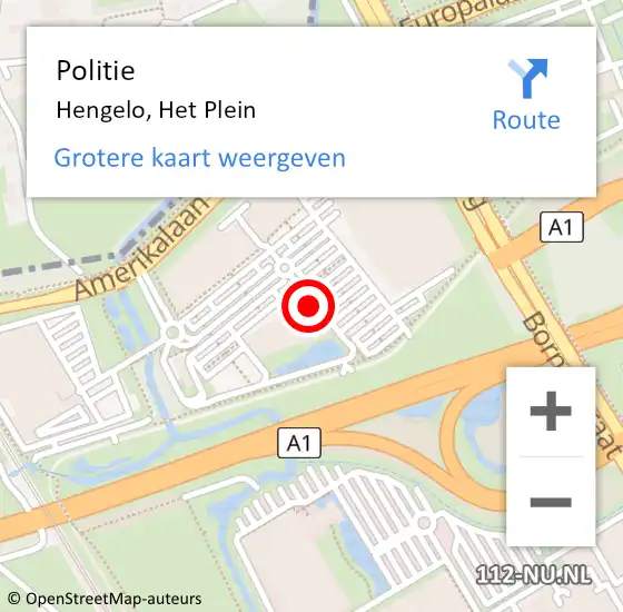 Locatie op kaart van de 112 melding: Politie Hengelo, Het Plein op 23 februari 2022 17:38