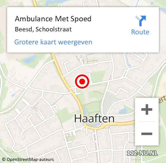 Locatie op kaart van de 112 melding: Ambulance Met Spoed Naar Beesd, Schoolstraat op 23 februari 2022 17:38