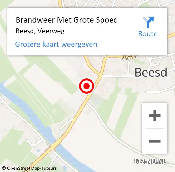 Locatie op kaart van de 112 melding: Brandweer Met Grote Spoed Naar Beesd, Veerweg op 23 februari 2022 17:48