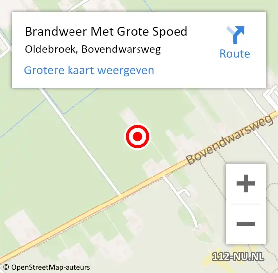 Locatie op kaart van de 112 melding: Brandweer Met Grote Spoed Naar Oldebroek, Bovendwarsweg op 23 februari 2022 17:57