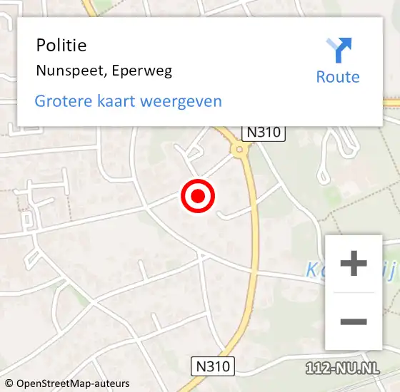 Locatie op kaart van de 112 melding: Politie Nunspeet, Eperweg op 23 februari 2022 18:03