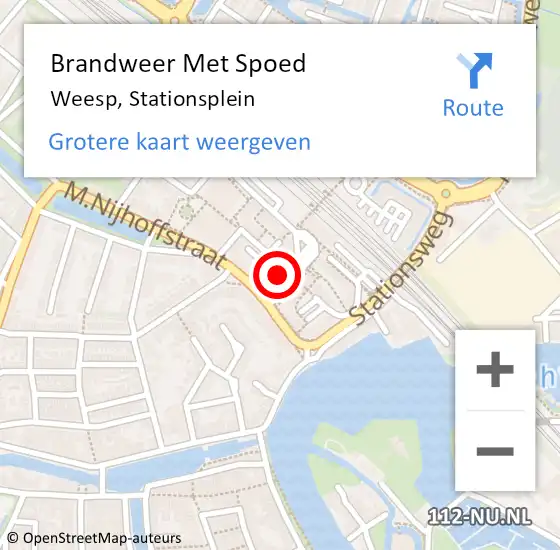 Locatie op kaart van de 112 melding: Brandweer Met Spoed Naar Weesp, Stationsplein op 23 februari 2022 18:09