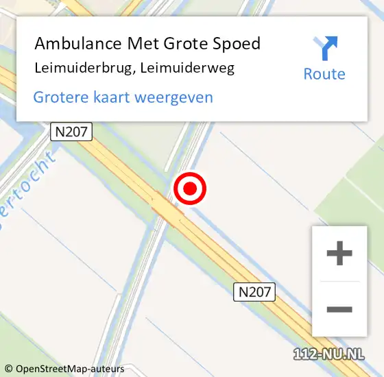 Locatie op kaart van de 112 melding: Ambulance Met Grote Spoed Naar Leimuiderbrug, Leimuiderweg op 23 februari 2022 18:16