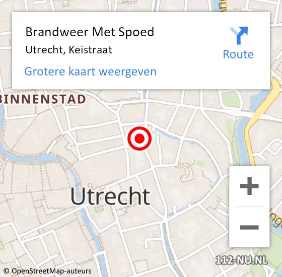 Locatie op kaart van de 112 melding: Brandweer Met Spoed Naar Utrecht, Keistraat op 23 februari 2022 18:20