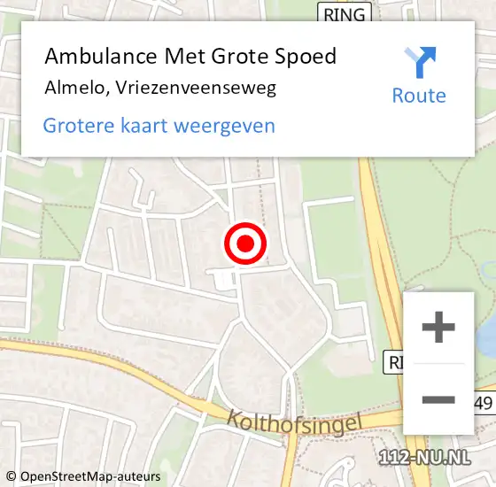 Locatie op kaart van de 112 melding: Ambulance Met Grote Spoed Naar Almelo, Vriezenveenseweg op 23 februari 2022 18:27