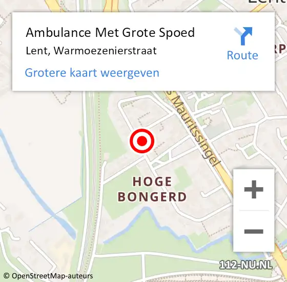 Locatie op kaart van de 112 melding: Ambulance Met Grote Spoed Naar Lent, Warmoezenierstraat op 23 februari 2022 18:27