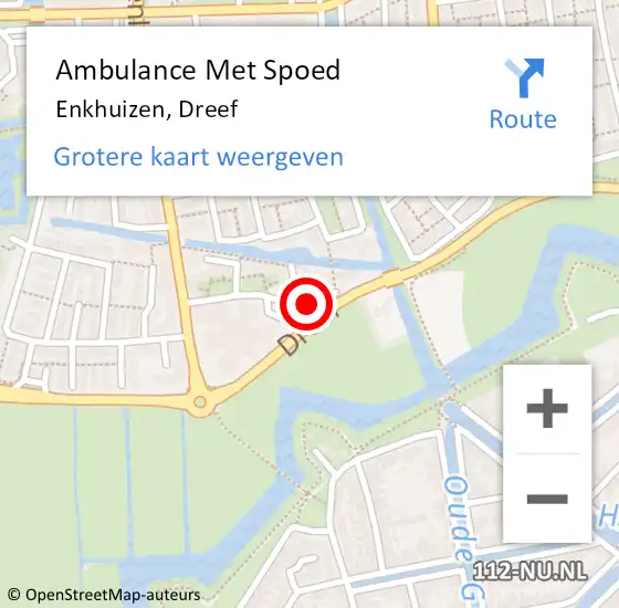 Locatie op kaart van de 112 melding: Ambulance Met Spoed Naar Enkhuizen, Dreef op 23 februari 2022 18:57