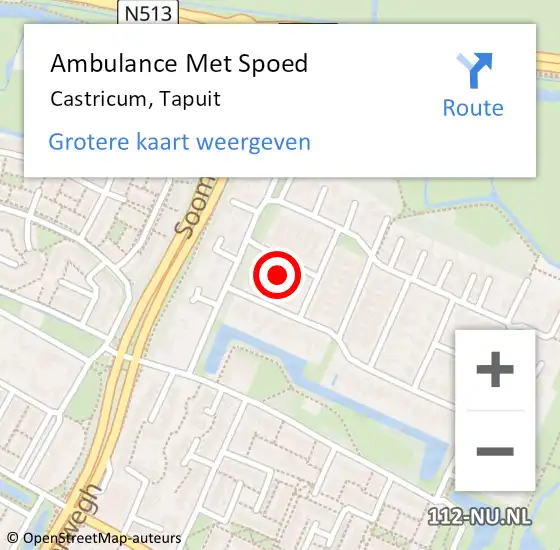 Locatie op kaart van de 112 melding: Ambulance Met Spoed Naar Castricum, Tapuit op 23 februari 2022 19:05