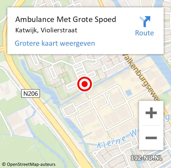 Locatie op kaart van de 112 melding: Ambulance Met Grote Spoed Naar Katwijk, Violierstraat op 23 februari 2022 19:20