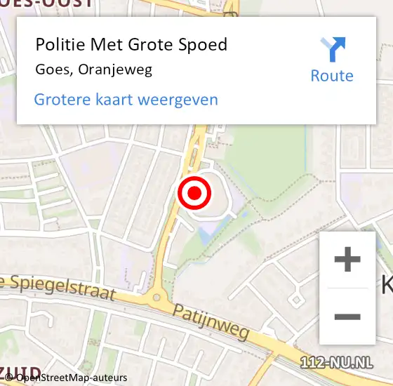 Locatie op kaart van de 112 melding: Politie Met Grote Spoed Naar Goes, Oranjeweg op 23 februari 2022 19:32