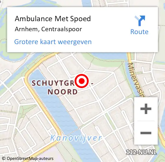 Locatie op kaart van de 112 melding: Ambulance Met Spoed Naar Arnhem, Centraalspoor op 23 februari 2022 20:18