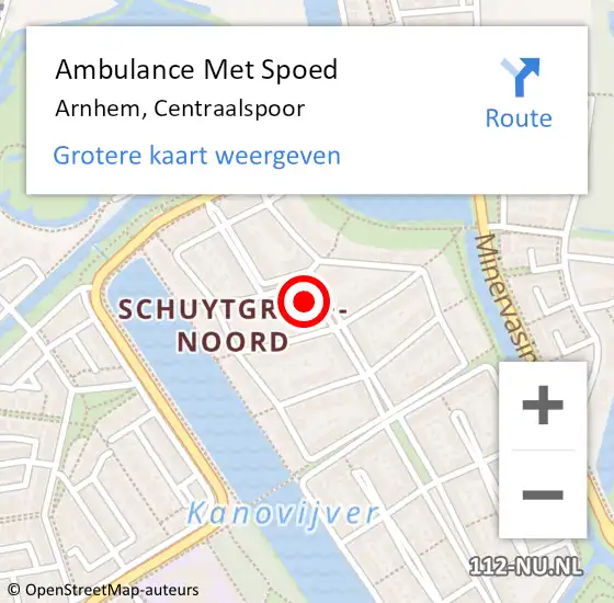 Locatie op kaart van de 112 melding: Ambulance Met Spoed Naar Arnhem, Centraalspoor op 23 februari 2022 20:22