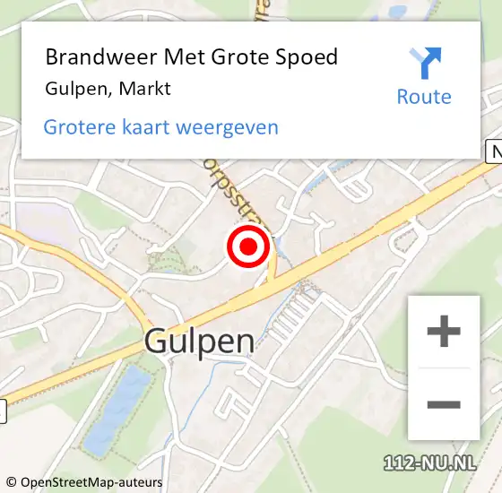 Locatie op kaart van de 112 melding: Brandweer Met Grote Spoed Naar Gulpen, Markt op 23 februari 2022 20:55