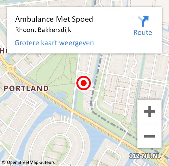 Locatie op kaart van de 112 melding: Ambulance Met Spoed Naar Rhoon, Bakkersdijk op 23 februari 2022 21:15