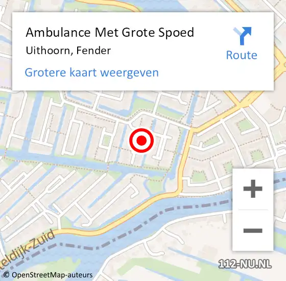 Locatie op kaart van de 112 melding: Ambulance Met Grote Spoed Naar Uithoorn, Fender op 23 februari 2022 21:16