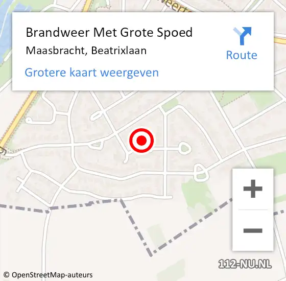 Locatie op kaart van de 112 melding: Brandweer Met Grote Spoed Naar Maasbracht, Beatrixlaan op 23 februari 2022 21:23