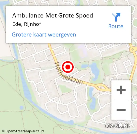 Locatie op kaart van de 112 melding: Ambulance Met Grote Spoed Naar Ede, Rijnhof op 23 februari 2022 21:44