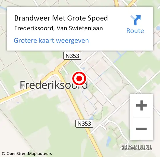 Locatie op kaart van de 112 melding: Brandweer Met Grote Spoed Naar Frederiksoord, Van Swietenlaan op 9 juli 2014 12:22