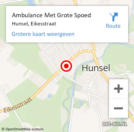 Locatie op kaart van de 112 melding: Ambulance Met Grote Spoed Naar Hunsel, Eikesstraat op 23 februari 2022 22:20