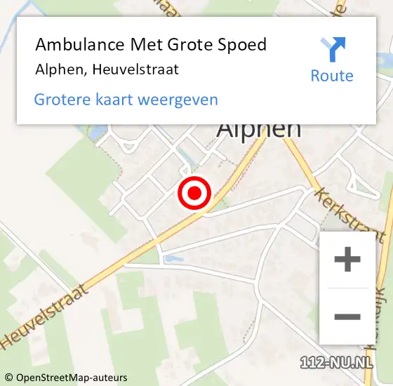 Locatie op kaart van de 112 melding: Ambulance Met Grote Spoed Naar Alphen, Heuvelstraat op 23 februari 2022 22:31