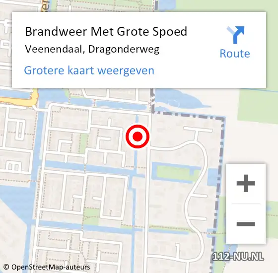 Locatie op kaart van de 112 melding: Brandweer Met Grote Spoed Naar Veenendaal, Dragonderweg op 23 februari 2022 22:31