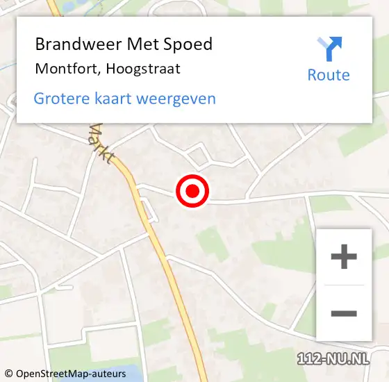 Locatie op kaart van de 112 melding: Brandweer Met Spoed Naar Montfort, Hoogstraat op 23 februari 2022 22:45