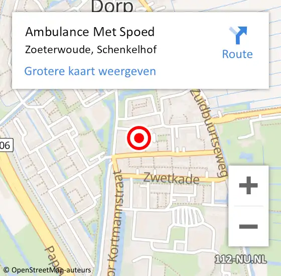 Locatie op kaart van de 112 melding: Ambulance Met Spoed Naar Zoeterwoude, Schenkelhof op 23 februari 2022 22:49