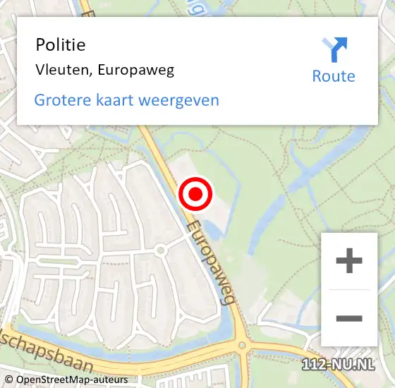 Locatie op kaart van de 112 melding: Politie Vleuten, Europaweg op 23 februari 2022 23:18