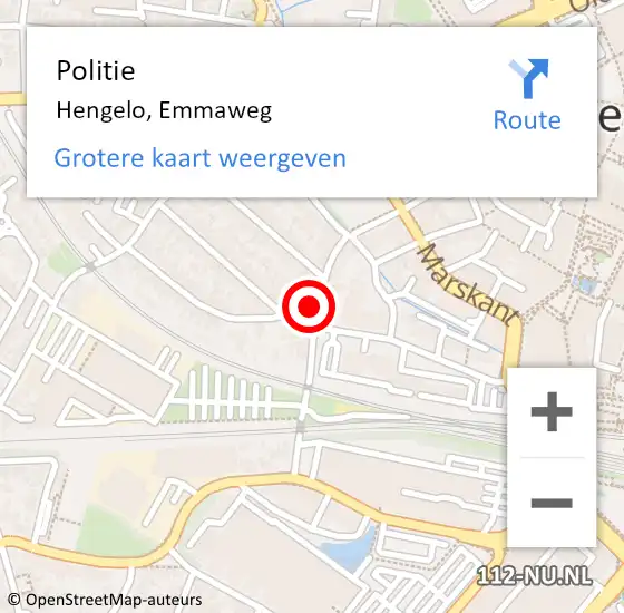 Locatie op kaart van de 112 melding: Politie Hengelo, Emmaweg op 24 februari 2022 00:19