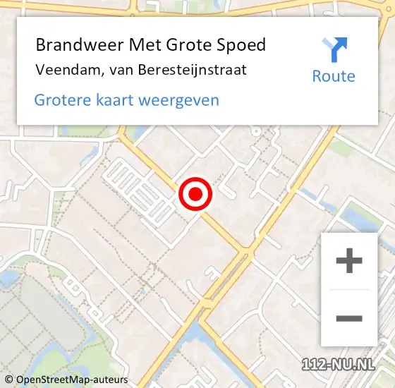 Locatie op kaart van de 112 melding: Brandweer Met Grote Spoed Naar Veendam, van Beresteijnstraat op 24 februari 2022 01:21