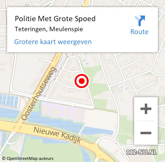 Locatie op kaart van de 112 melding: Politie Met Grote Spoed Naar Teteringen, Meulenspie op 24 februari 2022 01:58