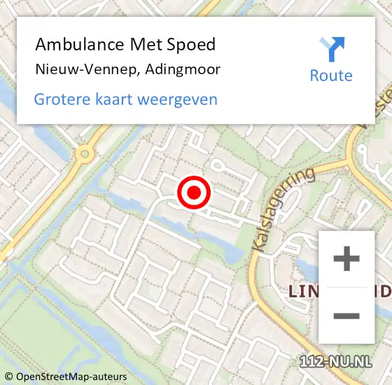 Locatie op kaart van de 112 melding: Ambulance Met Spoed Naar Nieuw-Vennep, Adingmoor op 24 februari 2022 02:57