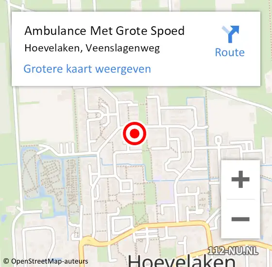 Locatie op kaart van de 112 melding: Ambulance Met Grote Spoed Naar Hoevelaken, Veenslagenweg op 24 februari 2022 03:18