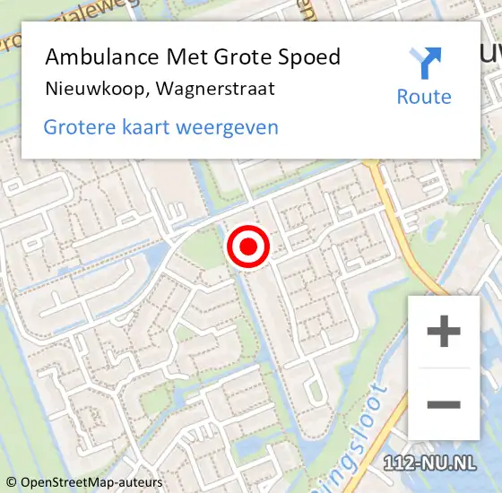 Locatie op kaart van de 112 melding: Ambulance Met Grote Spoed Naar Nieuwkoop, Wagnerstraat op 24 februari 2022 04:30