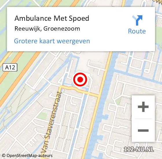 Locatie op kaart van de 112 melding: Ambulance Met Spoed Naar Reeuwijk, Groenezoom op 24 februari 2022 04:58