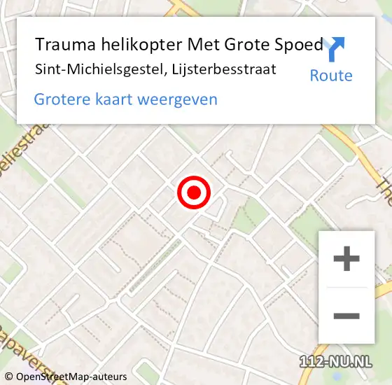 Locatie op kaart van de 112 melding: Trauma helikopter Met Grote Spoed Naar Sint-Michielsgestel, Lijsterbesstraat op 24 februari 2022 05:48