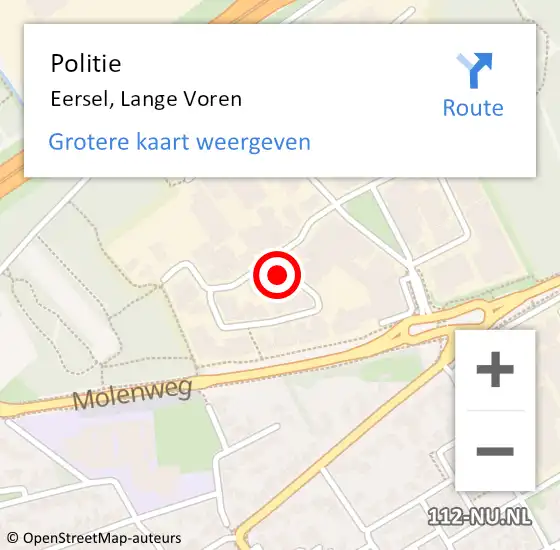 Locatie op kaart van de 112 melding: Politie Eersel, Lange Voren op 24 februari 2022 06:40